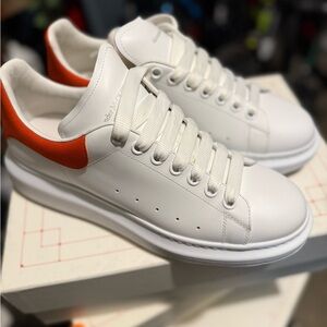 Alexander McQueen White and Orange Athletic Shoes